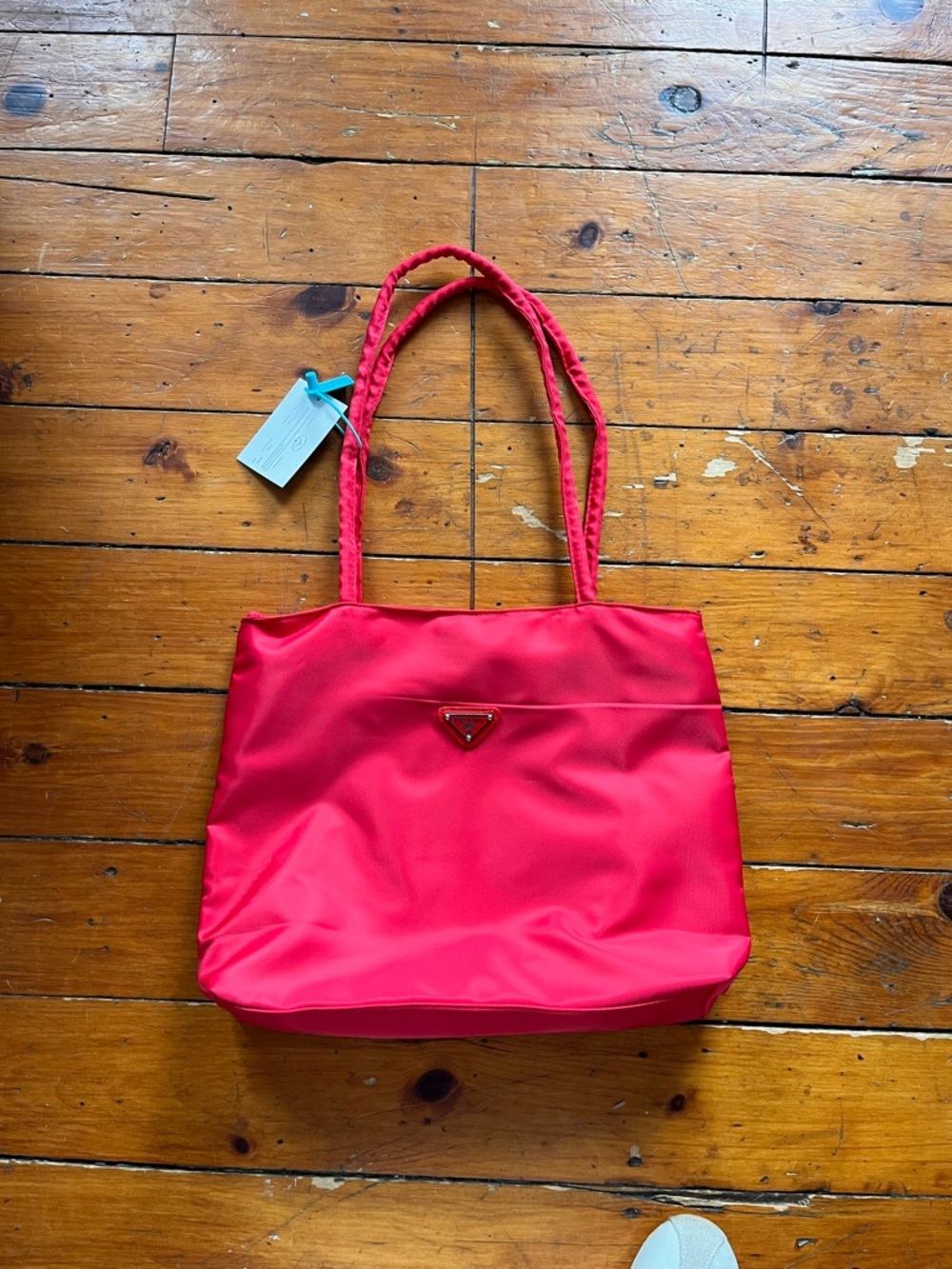 Prada Bright Red Nylon Tote with Braided Straps